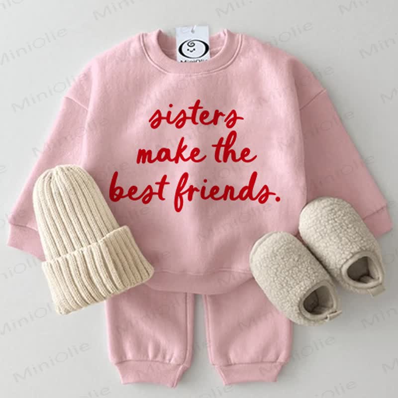 SISTERS MAKE THE BEAT FRIENDS Baby Pink Sweatshirt 2-piece Set - Pink - 2-3T - image 1