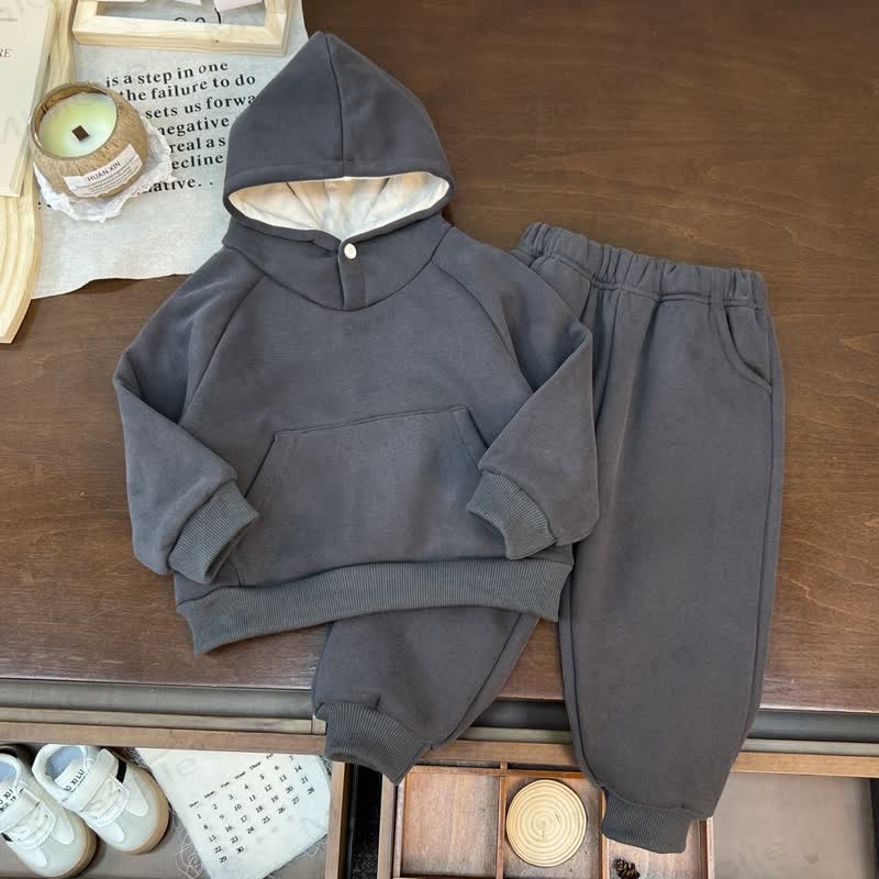 Toddler Cozy Hooded Sweatshirt and Jogger 2-piece Set - Gray - 5-6Y - image 3