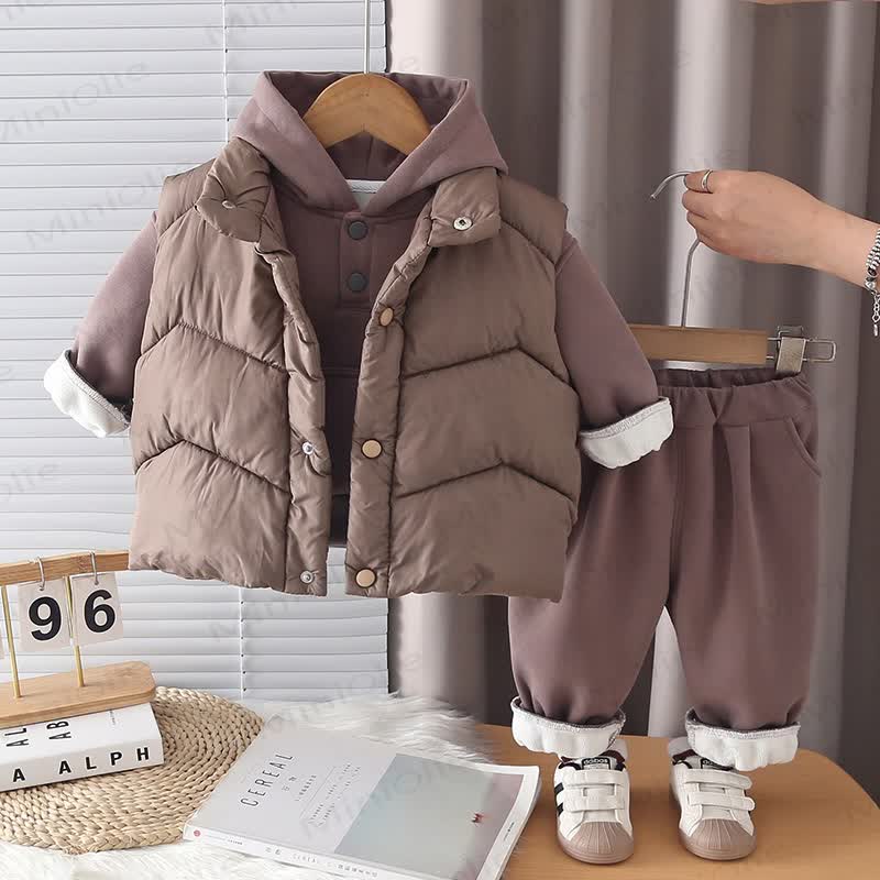 Toddler Winter Fleece Vest and Pants 3-piece Set - Light Brown - 4-5T - image 3