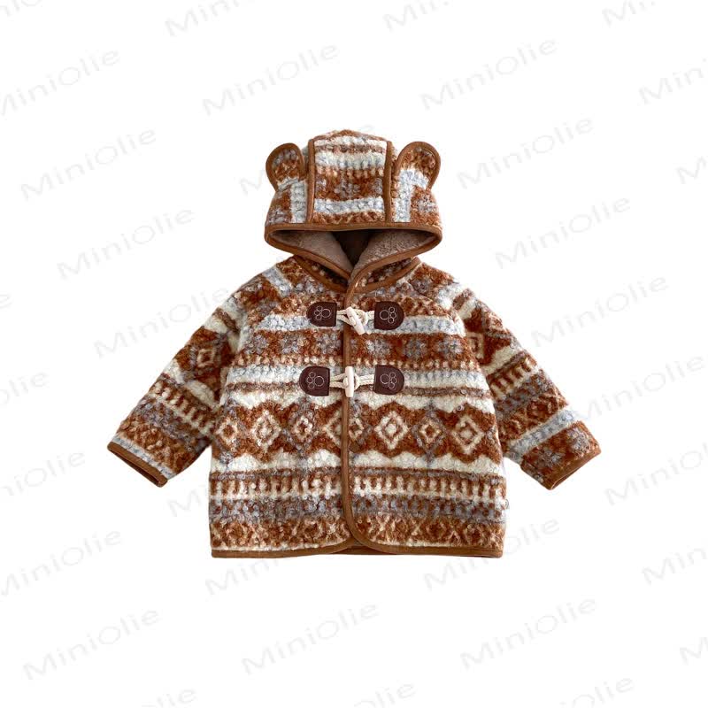 Baby Toddler Boy Bear Ears Stripe Fleece Hooded Outerwear - image 3