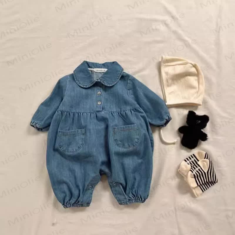 Baby Denim Bubble Romper - Blue - 18-24M - image 1