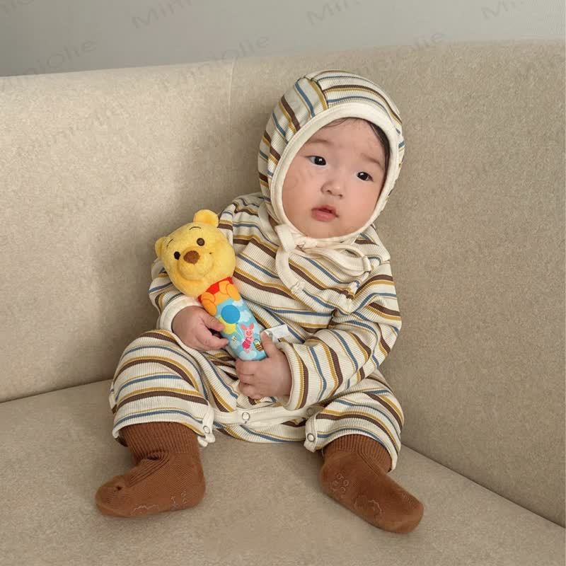 Baby Striped Romper With Matching Bonnet Or Romper Or Bonnet - image 2