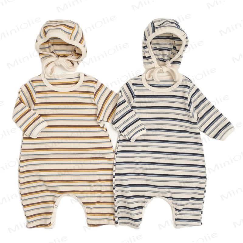 Baby Striped Romper With Matching Bonnet Or Romper Or Bonnet - image 10