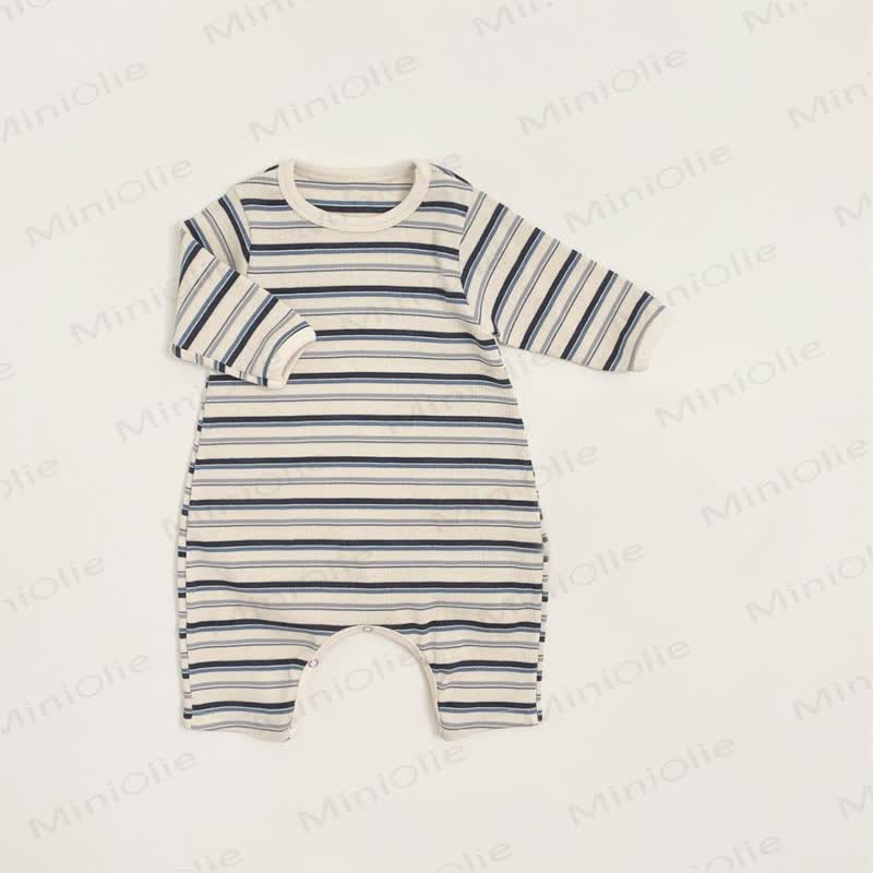 Baby Striped Romper With Matching Bonnet Or Romper Or Bonnet - Grey Romper - 18-24M - image 5
