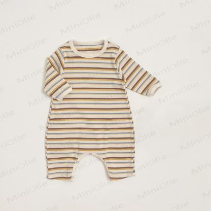 Baby Striped Romper With Matching Bonnet Or Romper Or Bonnet - Yellow Romper - 18-24M - image 6