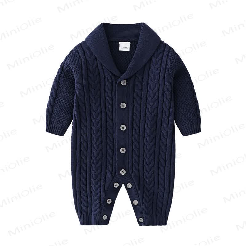 Baby Ribbed Collared Romper With Hat - image 3