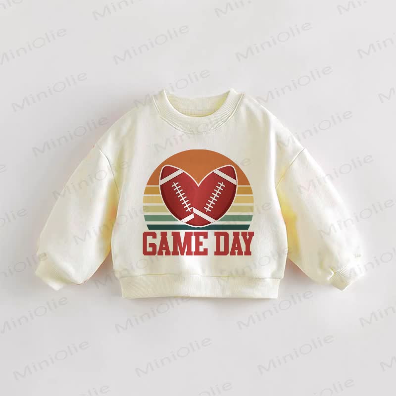 GAME DAY Baby Toddler Football Print Cream Sweatshirt - Cream - 3-5T - image 1