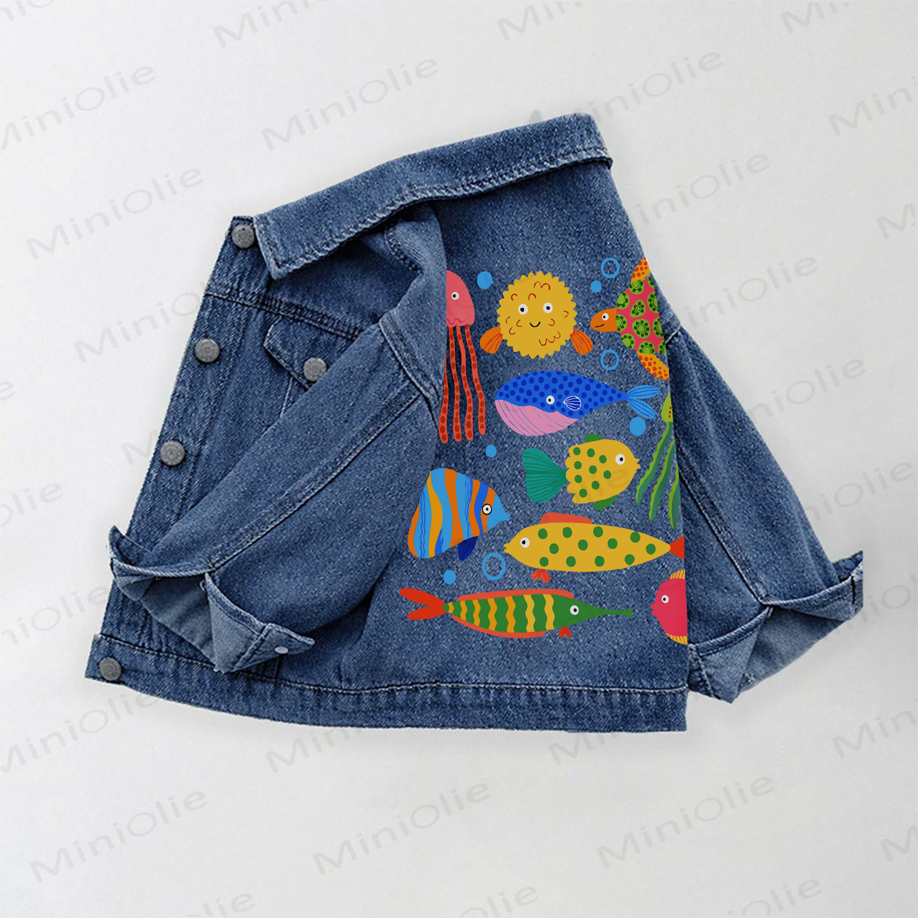 Toddler Kid See Animal Print Denim Jacket - Blue - 10-11T - image 1