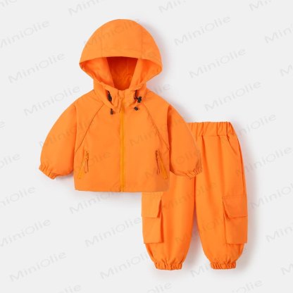 Toddler Hooded Windbreaker Cargo Pants Set - Orange - 9-10T - image 3
