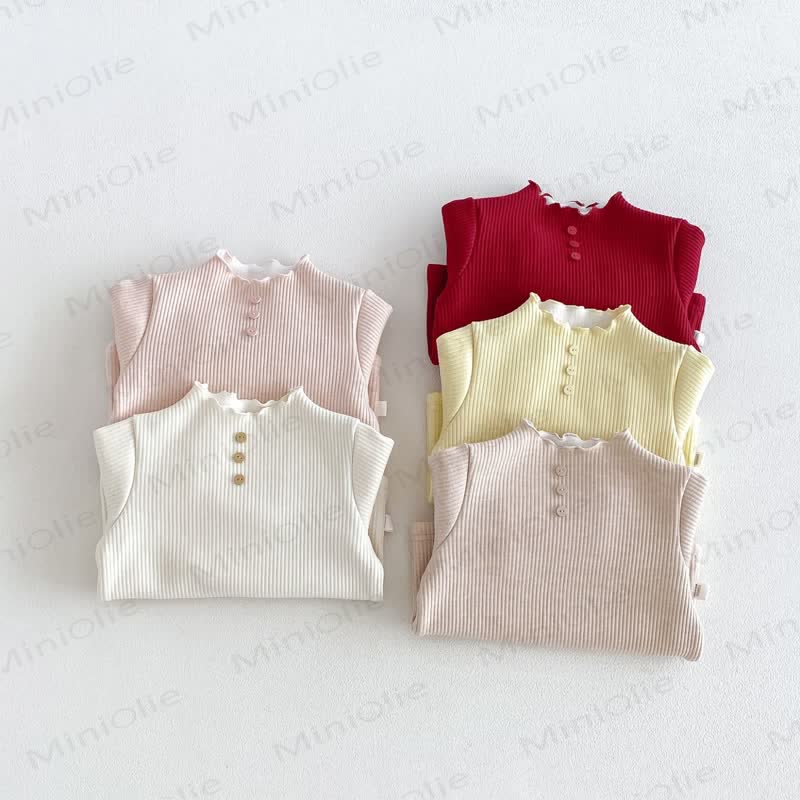 Baby Toddler Girl Fleece Ribbed Button Front Long Sleeve T-Shirt - image 13