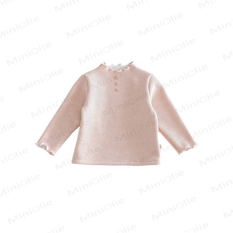 Baby Toddler Girl Fleece Ribbed Button Front Long Sleeve T-Shirt - image 5