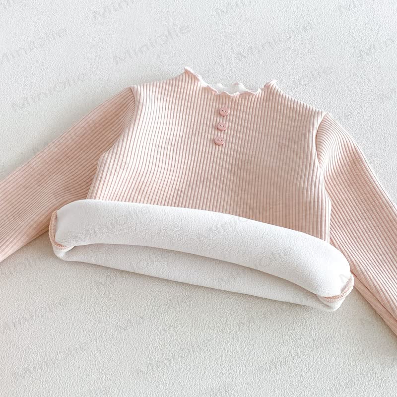 Baby Toddler Girl Fleece Ribbed Button Front Long Sleeve T-Shirt - image 7