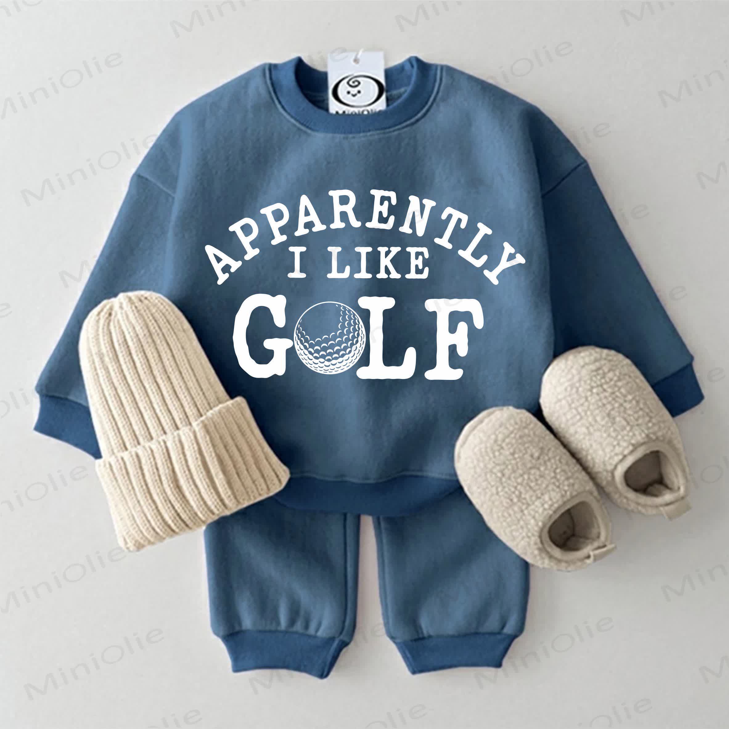 APPARENTLY I LIKE GOLF Baby Sweatshirt 2-piece Blue Set - Blue - 2-3T - image 1