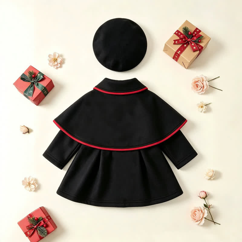 Baby Girl Christmas Cape Doll Collar Outerwear with Hat - image 2