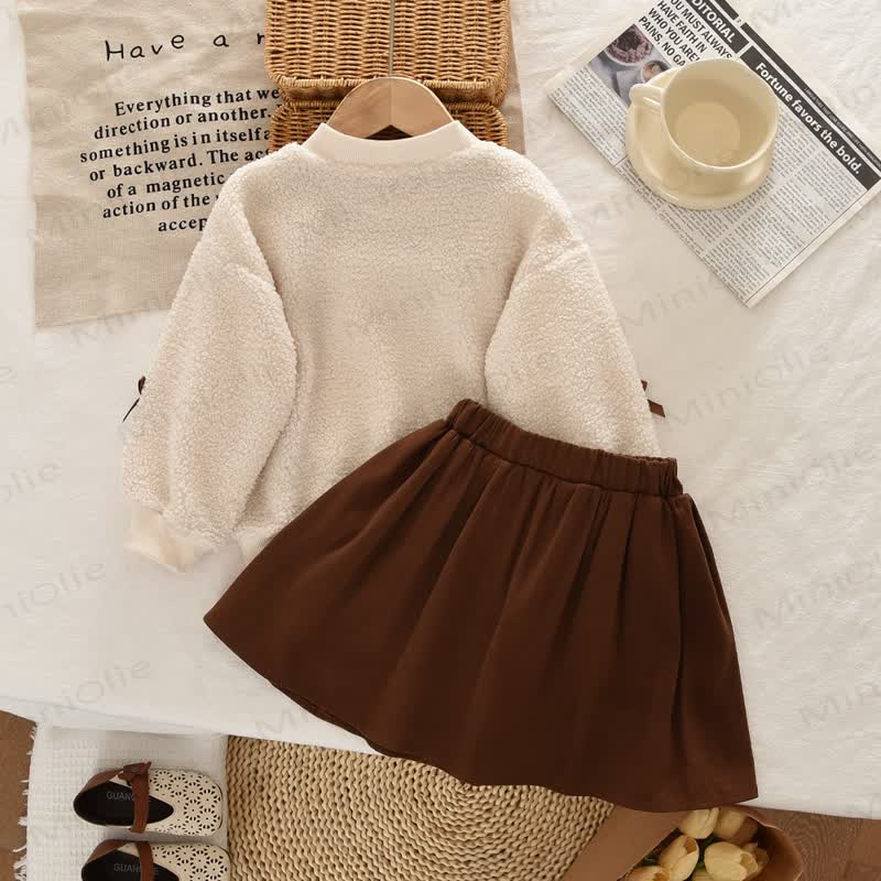Toddler Girl Bow Accent Knit Top and Skirt Set - image 6