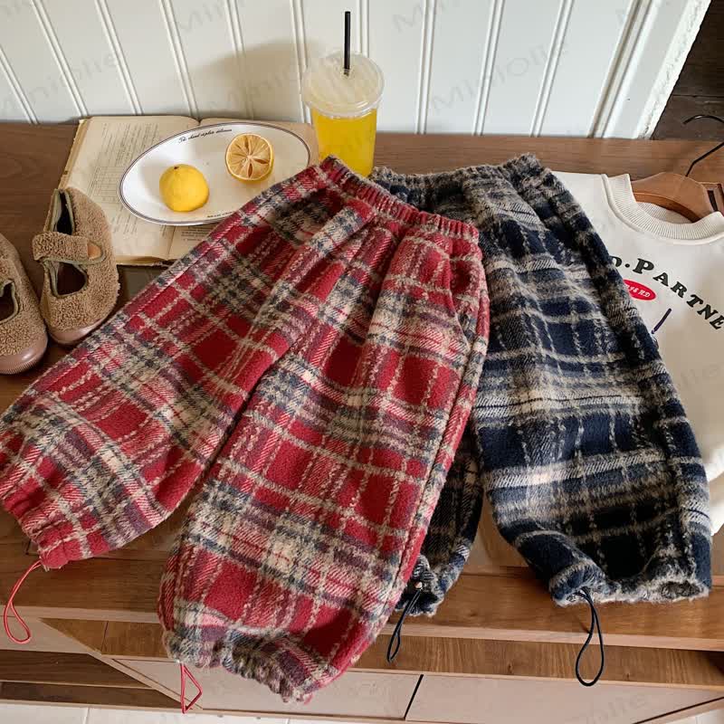 Toddler Vintage Plaid Drawstring Balloon Pants - image 4