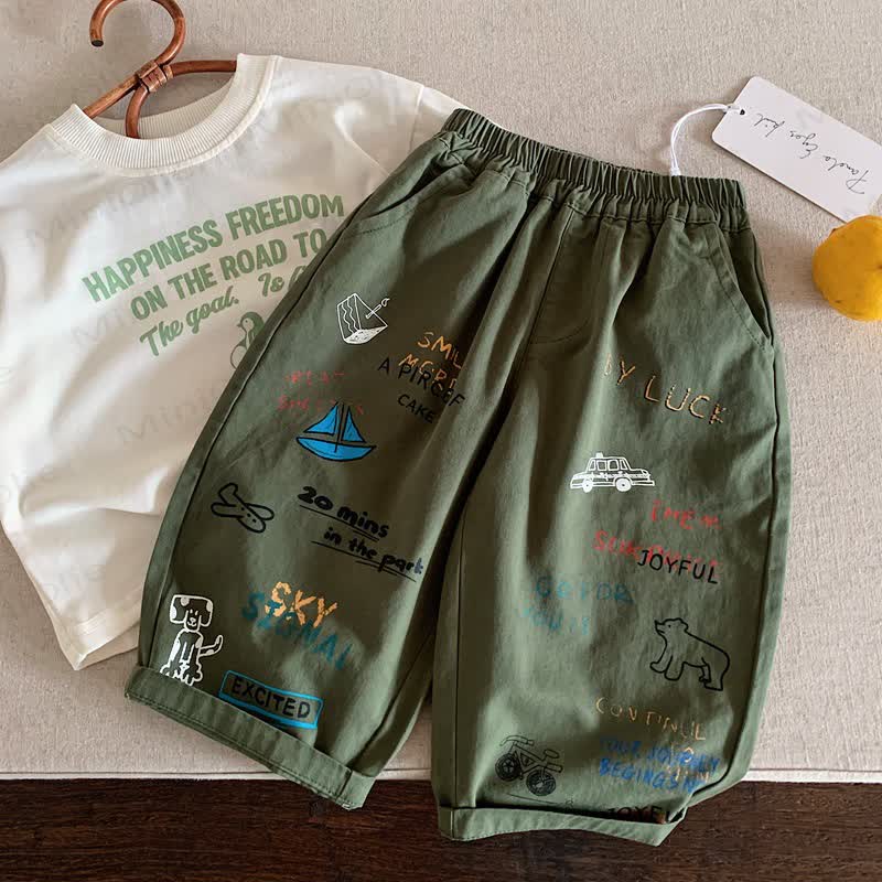 Toddler Boy Graphic Print Pants - Green - 6-7T - image 3