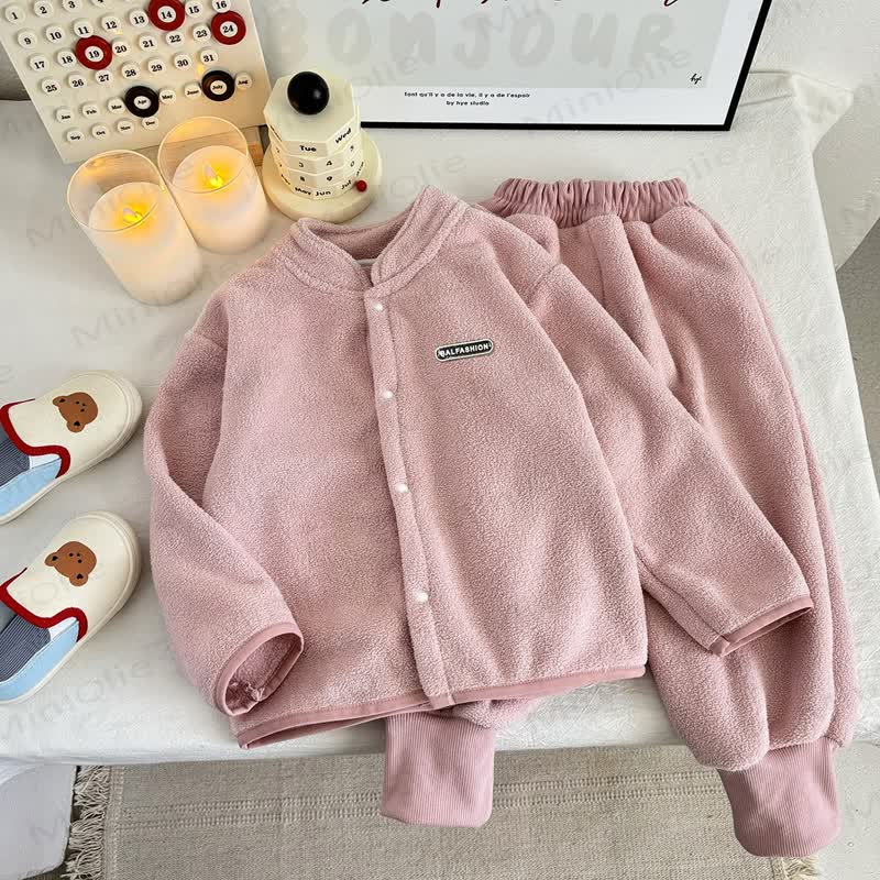 Toddler Cozy Fleece Button Jacket and Pants Set - Pink - 8-9T - image 4