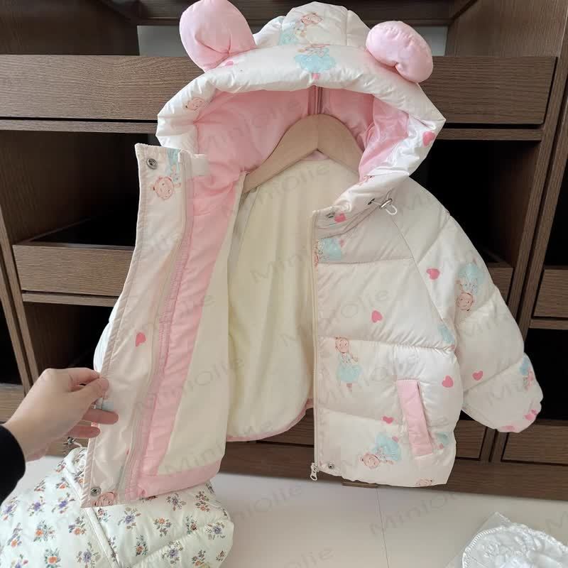Toddler Girl Floral Fleece Hooded Jacket - image 6