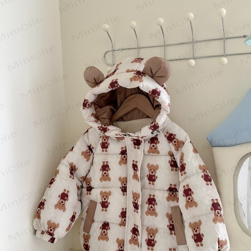 Toddler Girl Floral Fleece Hooded Jacket - Beige - 6-7T - image 4