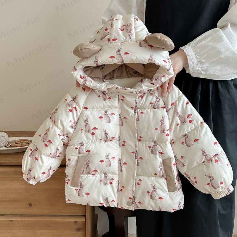 Toddler Girl Floral Fleece Hooded Jacket - Coffee - 6-7T - image 5