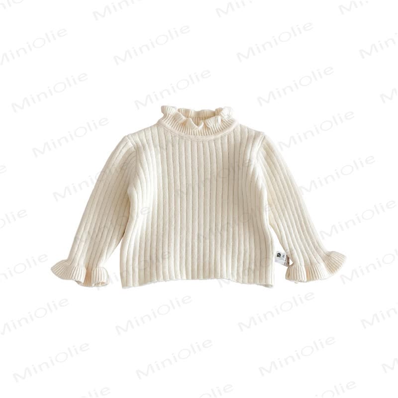 Baby Fleece Ruffle Mock Neck Ribbed Sweater - image 5