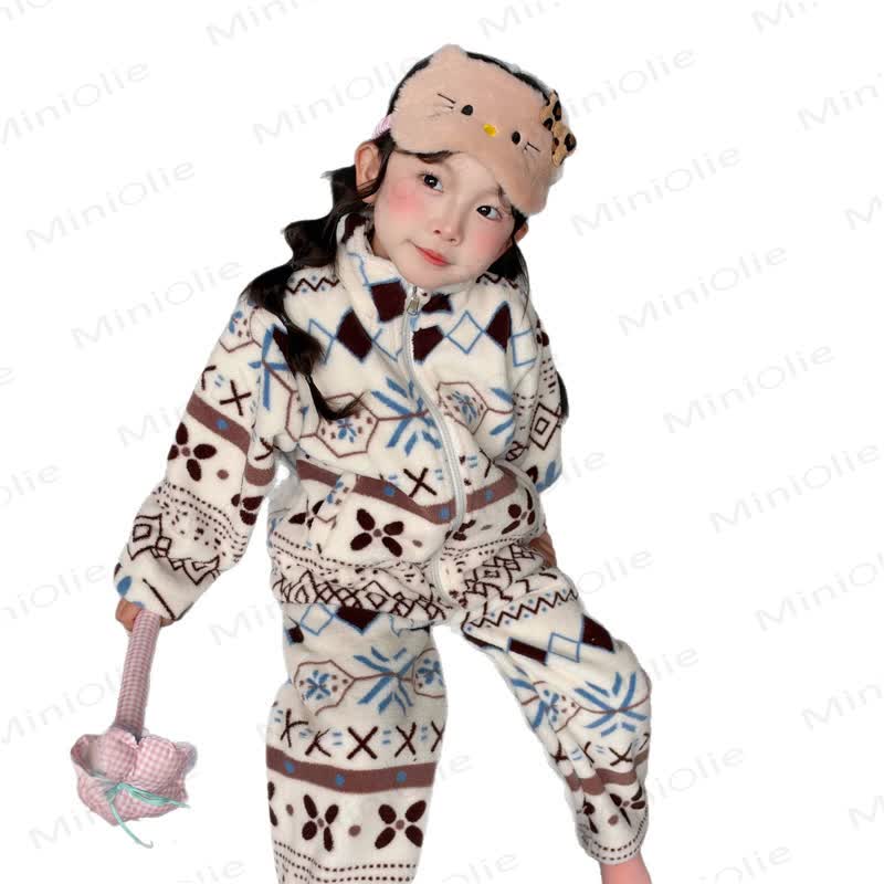 Toddler Winter Colorful Cartoon Zip Fleece Long-sleeve Set - image 6