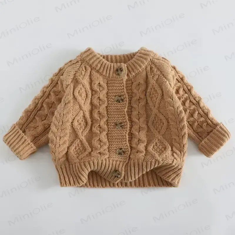 Baby Toddler Girl Ribbed Button Cardigan Sweater - Khaki - 6-7T - image 9
