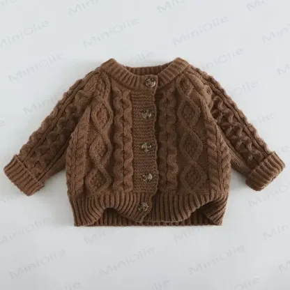 Baby Toddler Girl Ribbed Button Cardigan Sweater - Coffee - 6-7T - image 8