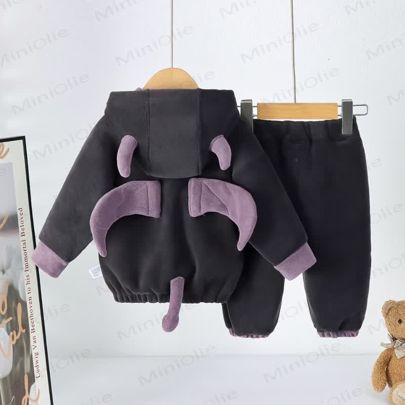 Baby Dino Plush Fleece Hooded and Pants 2-piece Set - image 2