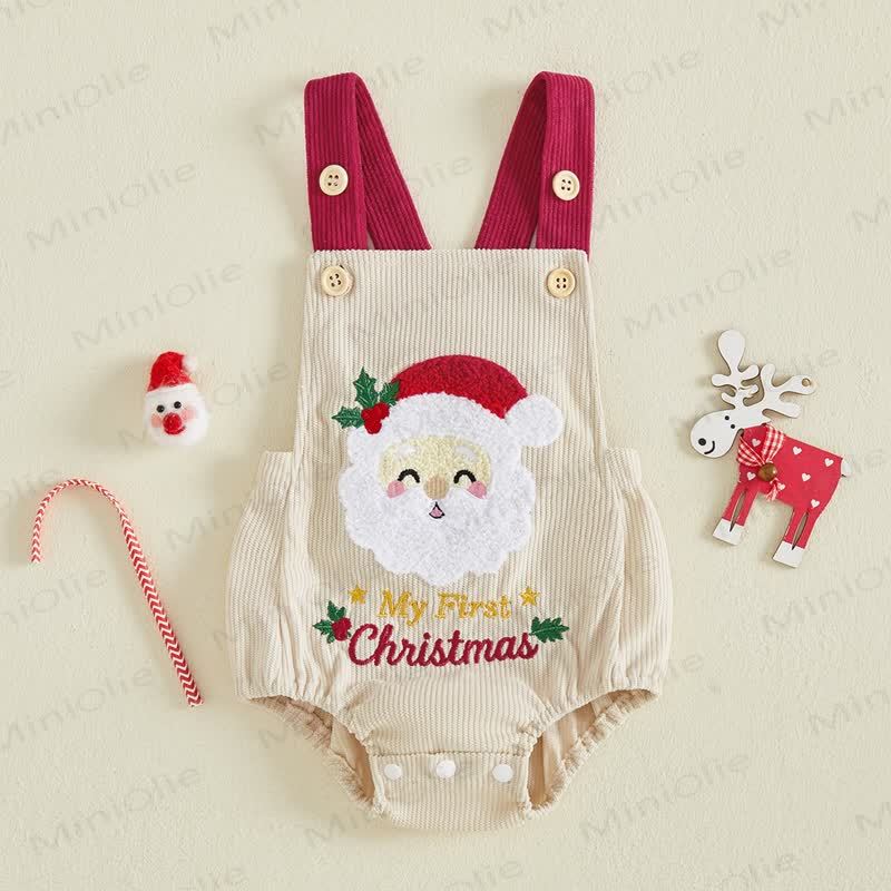 MY FIRST CHRISTMAS Baby Santa/Gingerbread Man Corduroy Suspender Bodysuit - image 2