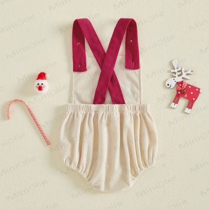 MY FIRST CHRISTMAS Baby Santa/Gingerbread Man Corduroy Suspender Bodysuit - image 3