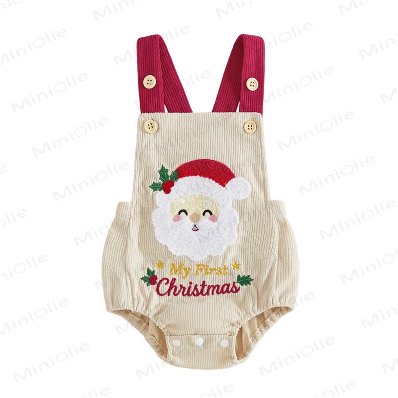 MY FIRST CHRISTMAS Baby Santa/Gingerbread Man Corduroy Suspender Bodysuit - Red - 12-18M - image 4