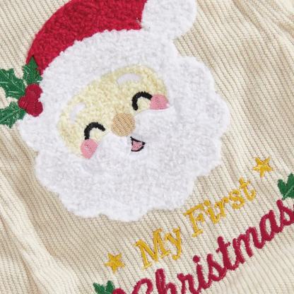 MY FIRST CHRISTMAS Baby Santa/Gingerbread Man Corduroy Suspender Bodysuit - image 6