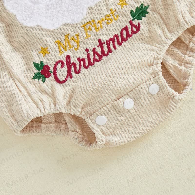 MY FIRST CHRISTMAS Baby Santa/Gingerbread Man Corduroy Suspender Bodysuit - image 7