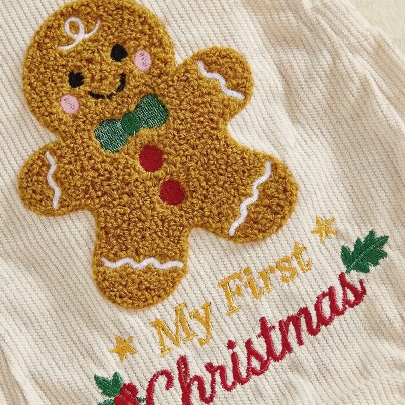 MY FIRST CHRISTMAS Baby Santa/Gingerbread Man Corduroy Suspender Bodysuit - image 11