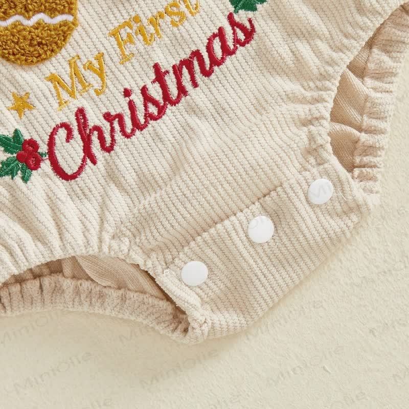 MY FIRST CHRISTMAS Baby Santa/Gingerbread Man Corduroy Suspender Bodysuit - image 12