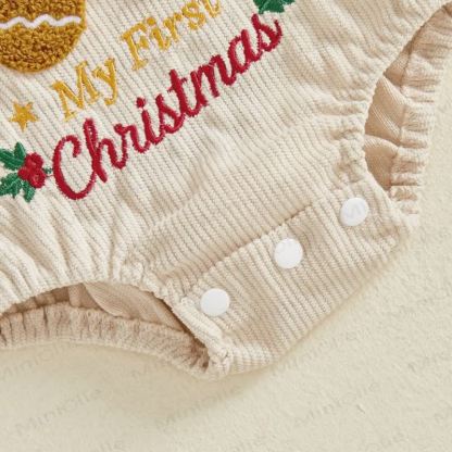MY FIRST CHRISTMAS Baby Santa/Gingerbread Man Corduroy Suspender Bodysuit - image 12