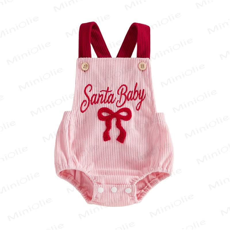 SANTA BABY Baby Girl Bow Ribbed Corduroy Pink  Bodysuit - Pink - 12-18M - image 3