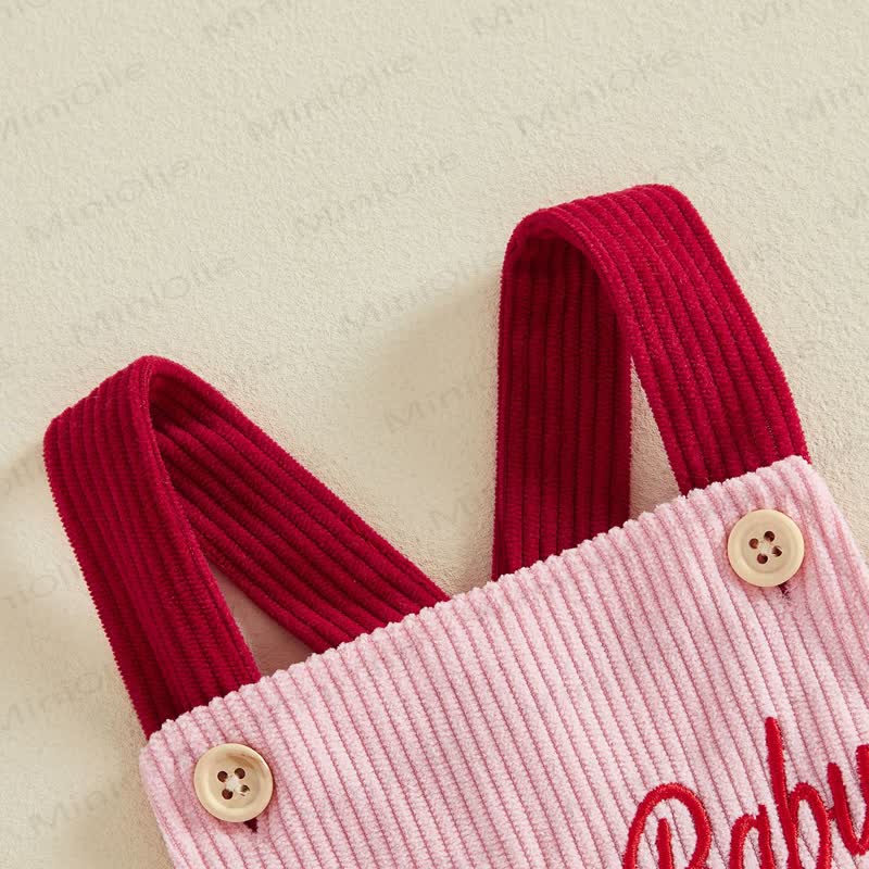 SANTA BABY Baby Girl Bow Ribbed Corduroy Pink  Bodysuit - image 5