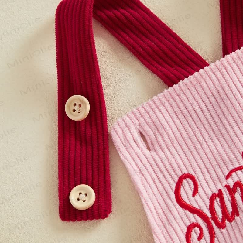 SANTA BABY Baby Girl Bow Ribbed Corduroy Pink  Bodysuit - image 6