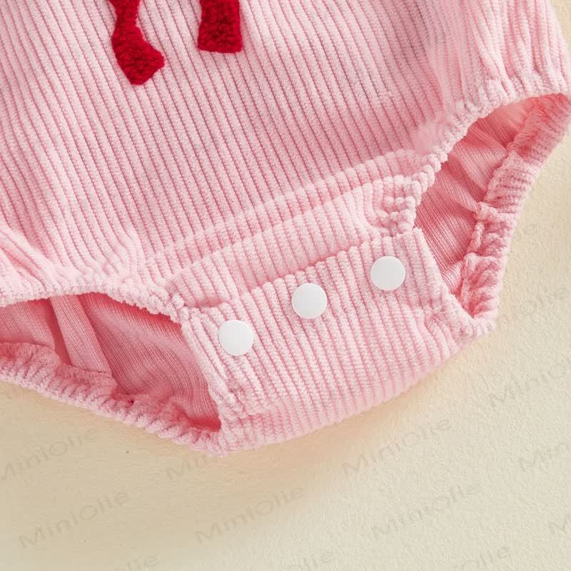 SANTA BABY Baby Girl Bow Ribbed Corduroy Pink  Bodysuit - image 7