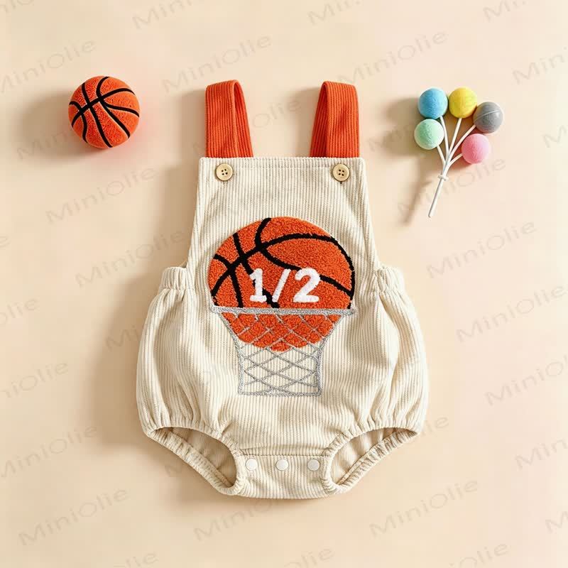 1/2 Baby Boy Basketball Rugby Baseball Corduroy Suspender Bodysuit - image 4