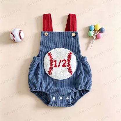 1/2 Baby Boy Basketball Rugby Baseball Corduroy Suspender Bodysuit - image 2