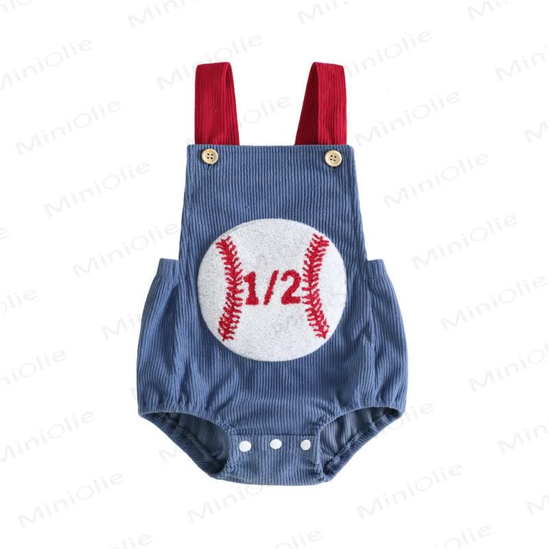 1/2 Baby Boy Basketball Rugby Baseball Corduroy Suspender Bodysuit - Blue - 6-12M - image 3