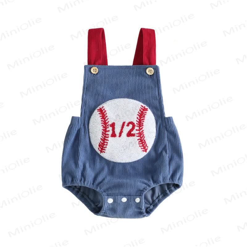 1/2 Baby Boy Basketball Rugby Baseball Corduroy Suspender Bodysuit - Blue - 6-12M - image 3
