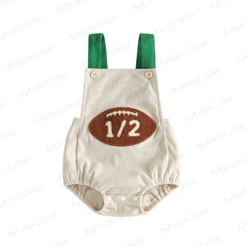 1/2 Baby Boy Basketball Rugby Baseball Corduroy Suspender Bodysuit - Green - 6-12M - image 7