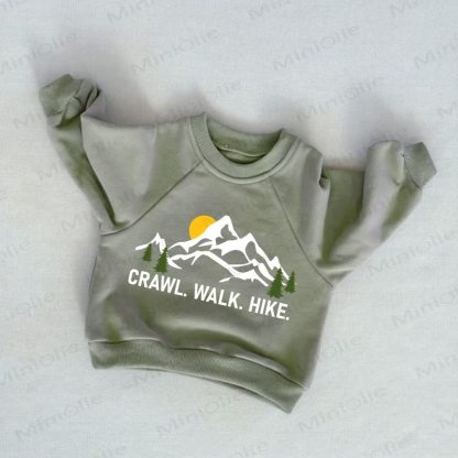 CRAWL. WALK. HIKE. Baby Toddler Mountain Grey Green Sweatshirt - Grey Green - 3-5T - image 1