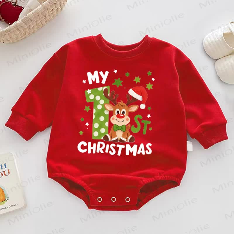 MY 1ST CHRISTMAS Baby Reindeer Red Bodysuit - Red - 18-24M - image 1