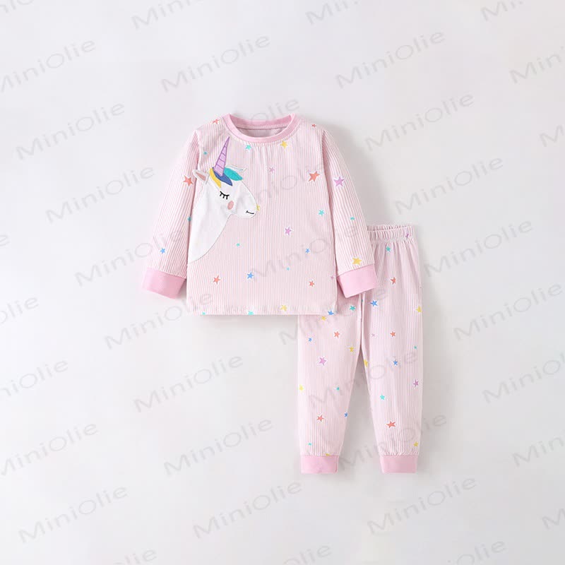Toddler Girl Pink Unicorn Starry Stripe Pajama Set - Pink - 10-11T - image 2